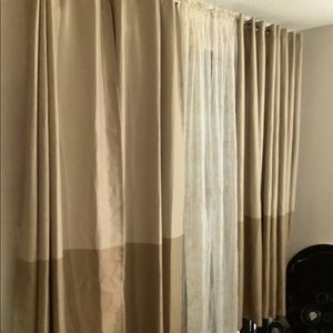 Beige grommet curtains (8 panels) and 8 sheer
